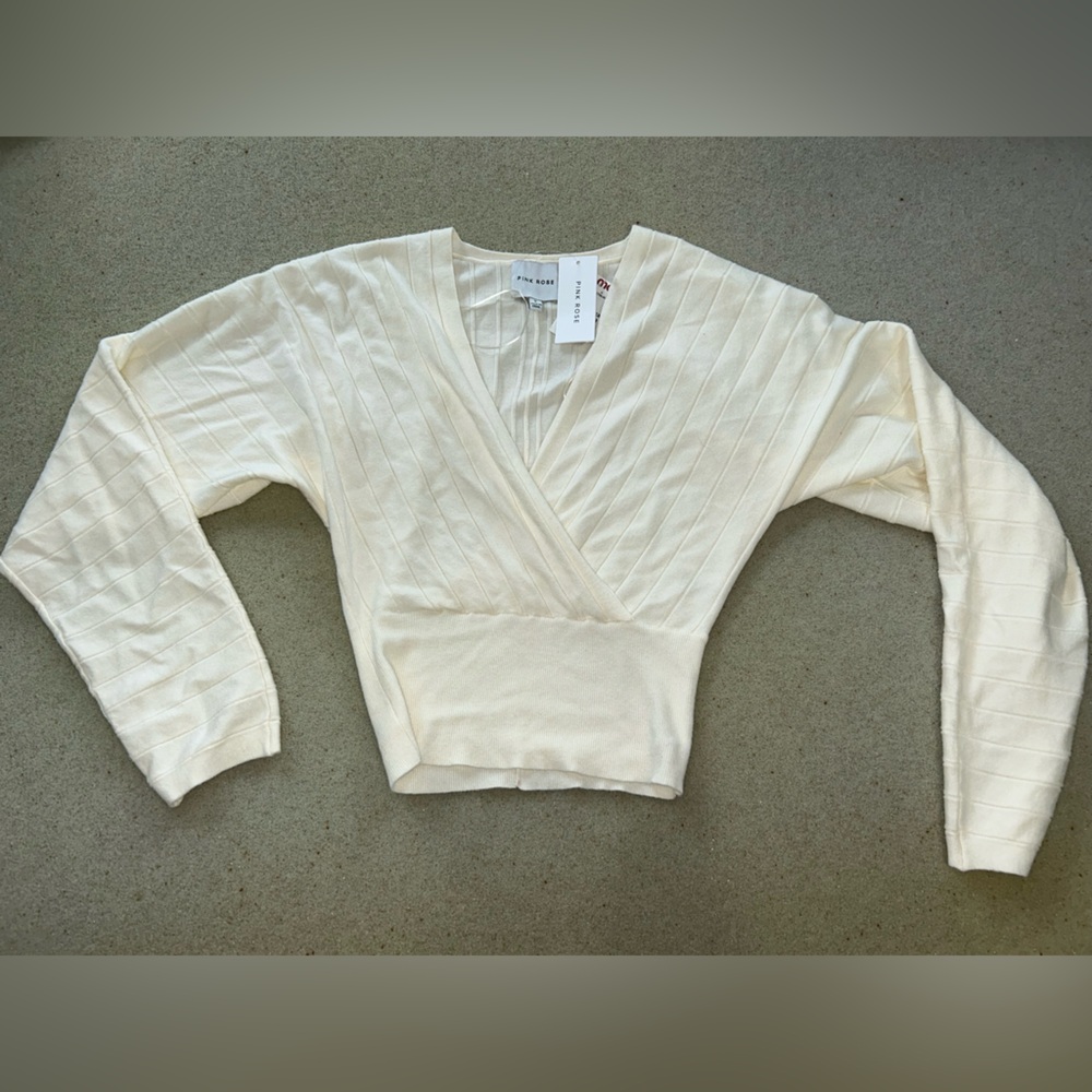 White Cropped Long Sleeve Top